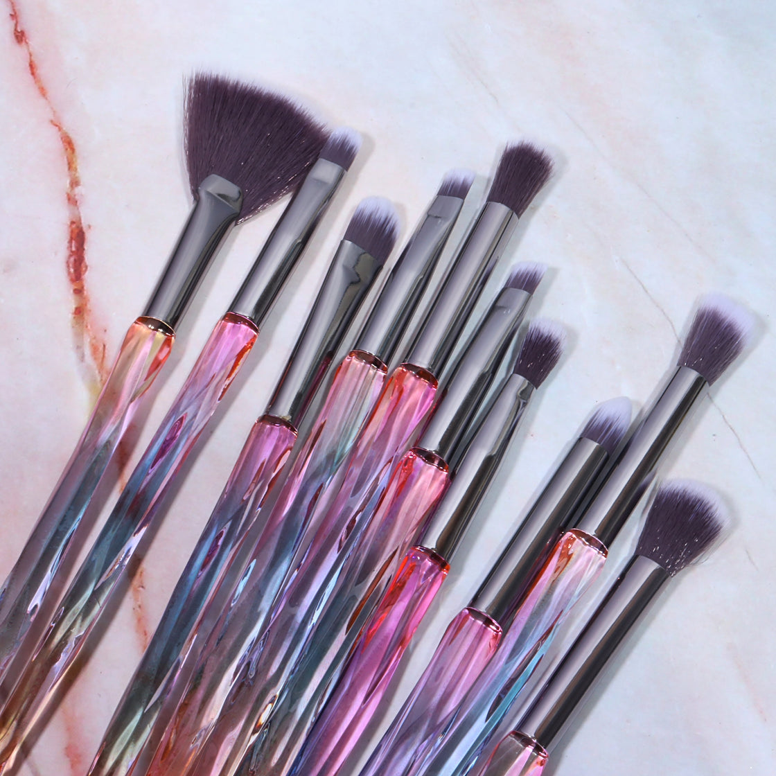 LUXURY PINK CRYSTAL EYE BRUSH SET (10 PCS)